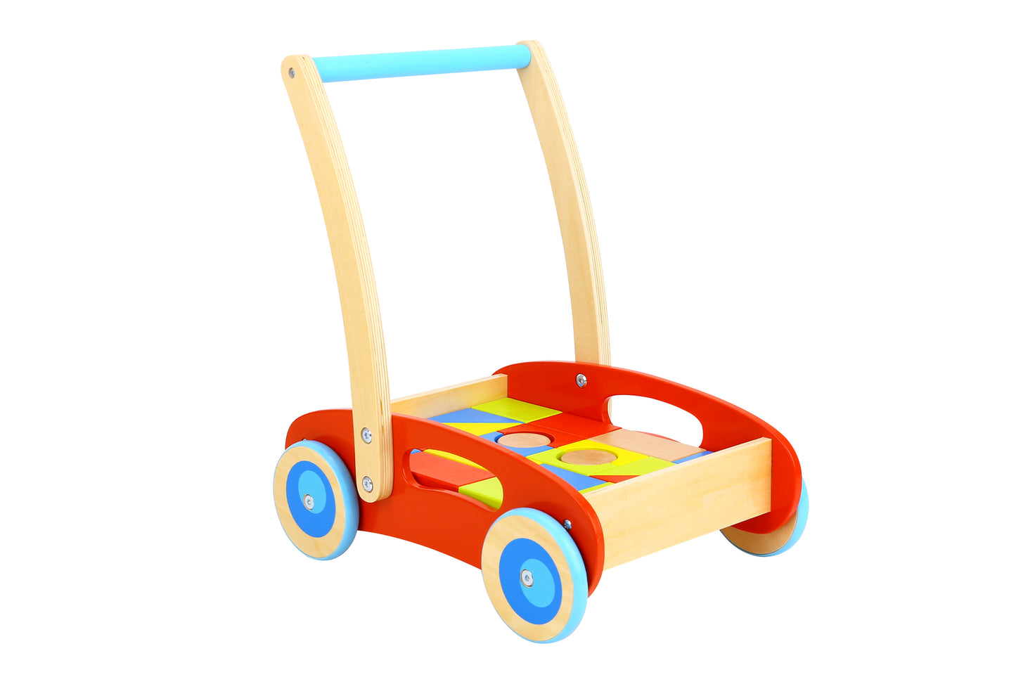 Tooky Toy Wooden Baby Walker with Blocks