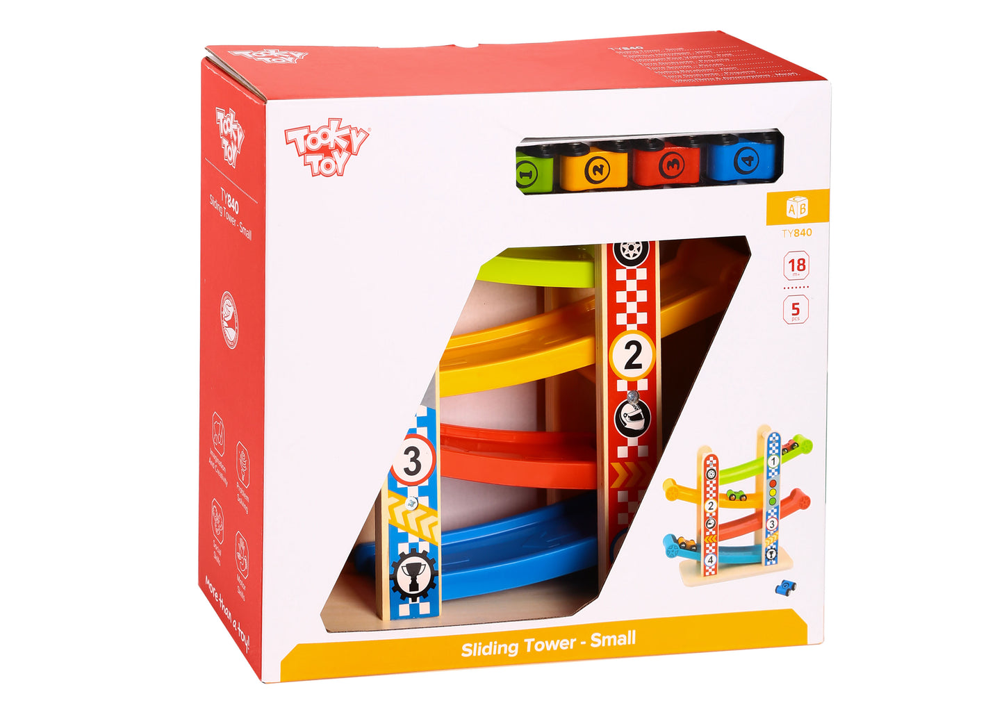 Tooky Toy Wooden Sliding Tower - Small