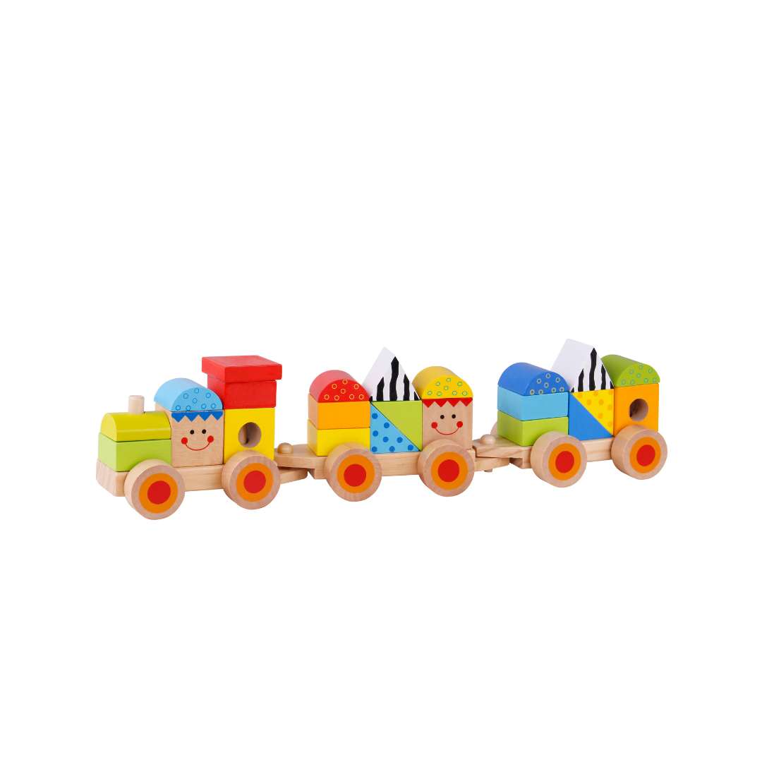 Tooky Toy Wooden Stacking Train NZ Best Toys for 1 year old Tahi Toy