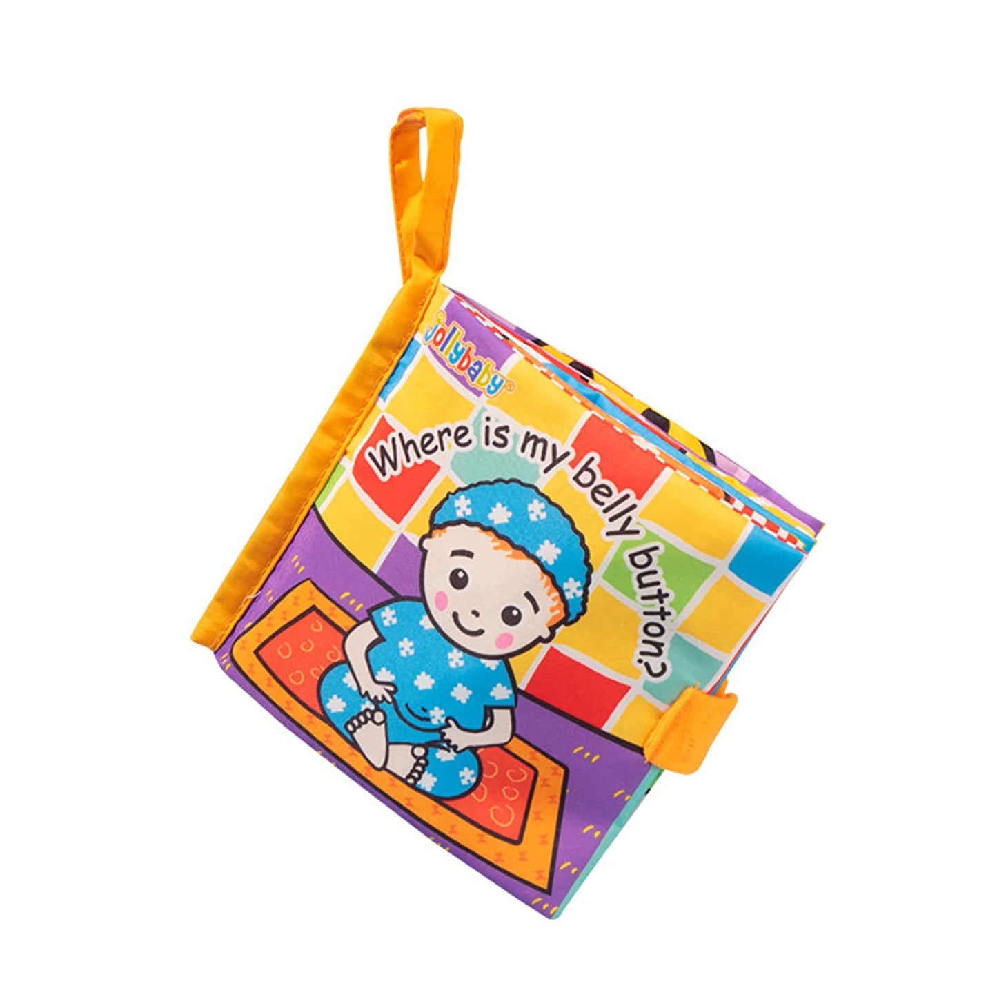Jollybaby Baby Peek-a-Boo Cloth Books, Touch & Feel Crinkle Soft Book for Babies, Infants & Toddler Early Development Interactive Stroller Toys(Where is My Belly Button)