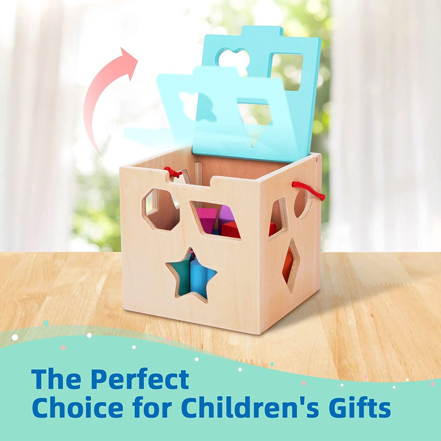 Tooky Toy Wooden Shape Sorter - 12 Pcs Cube