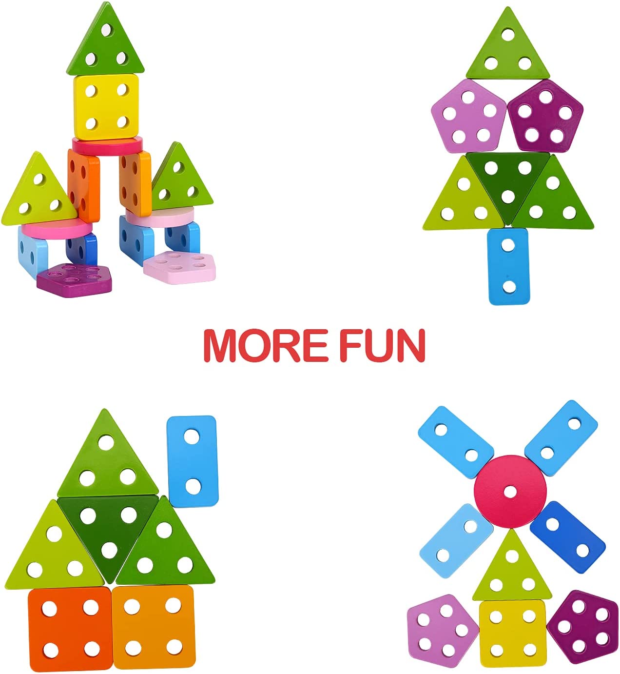 Tooky Toy Wooden Geometric Block Sorter 21 Pcs - Montessori Toy