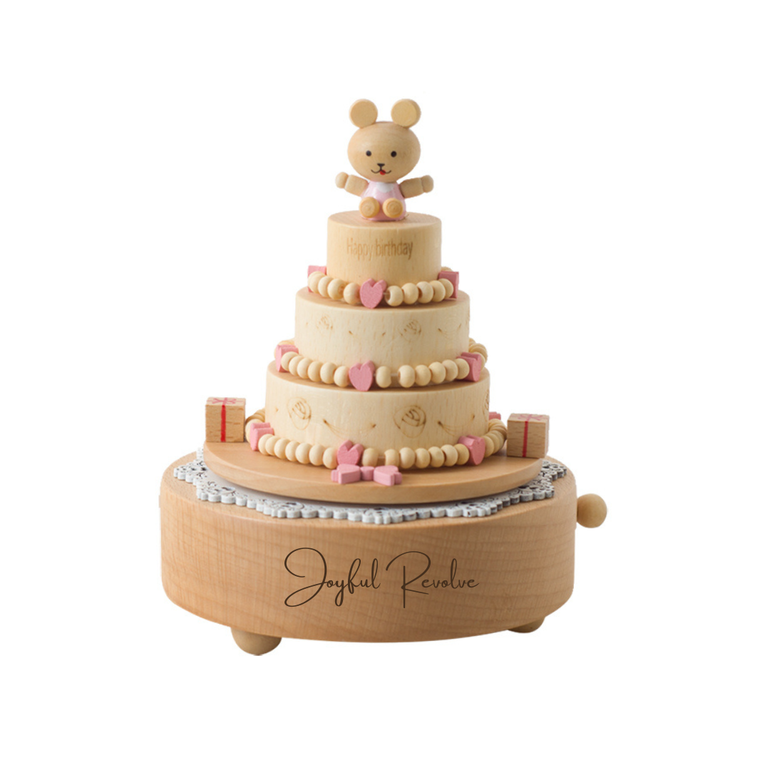 Wooden Music Box - Rotating Birthday Cake