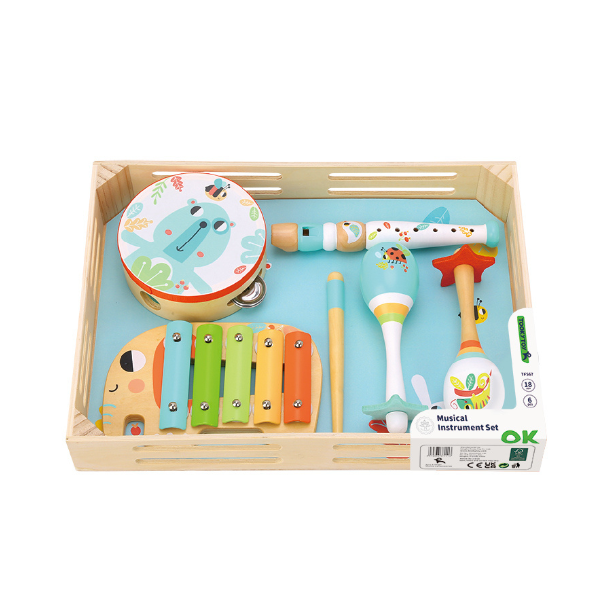 Tooky Toy Music Instrument Set with Wooden Tray – Tahi Toy