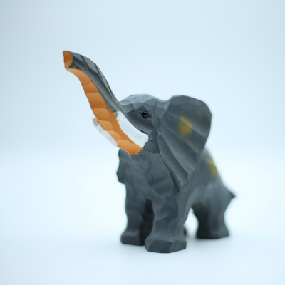 Hand Carved Wooden Elephant - 10cm