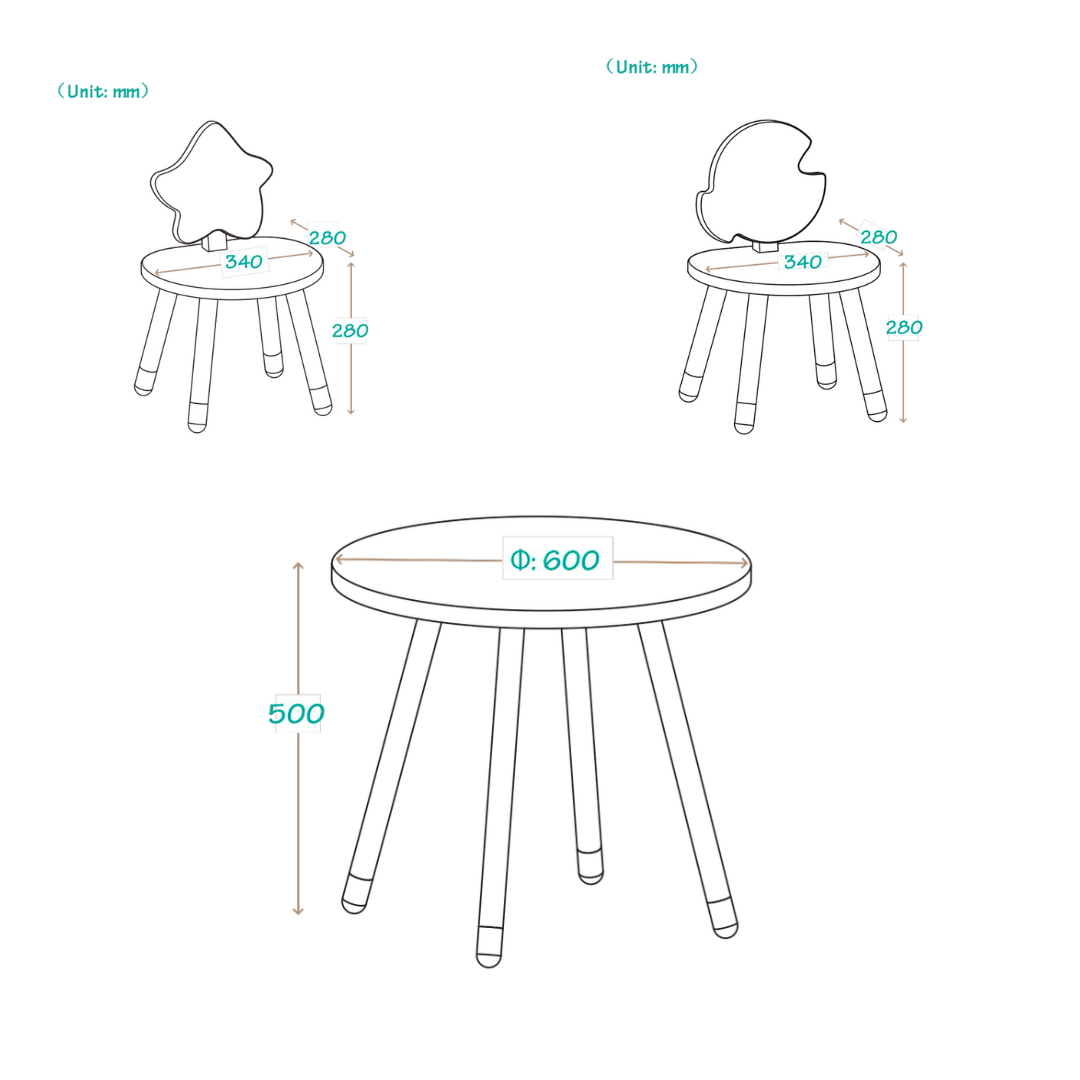 Premium Kids Wood Table and Chair Set (1 table & 1 chairs)