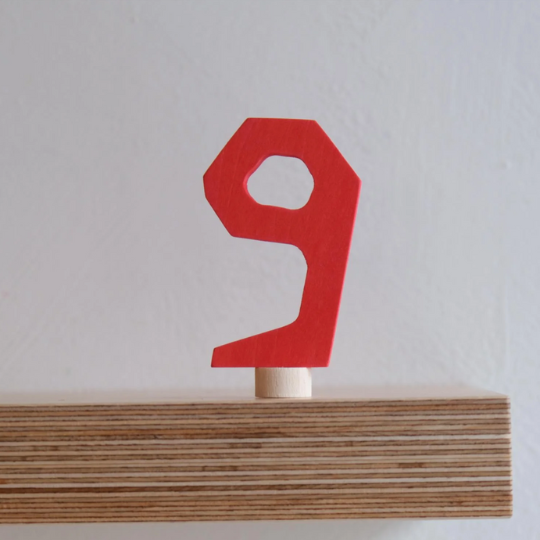 Wooden Number Nine Decoration