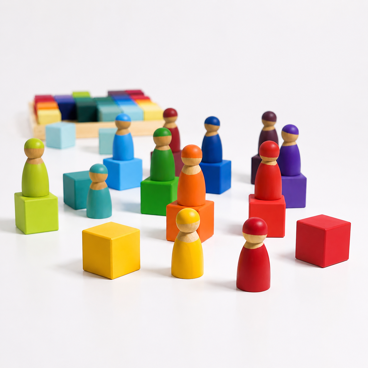Super Deal Combo 3 - Rainbow Mosaic Cubes + Peg Dolls