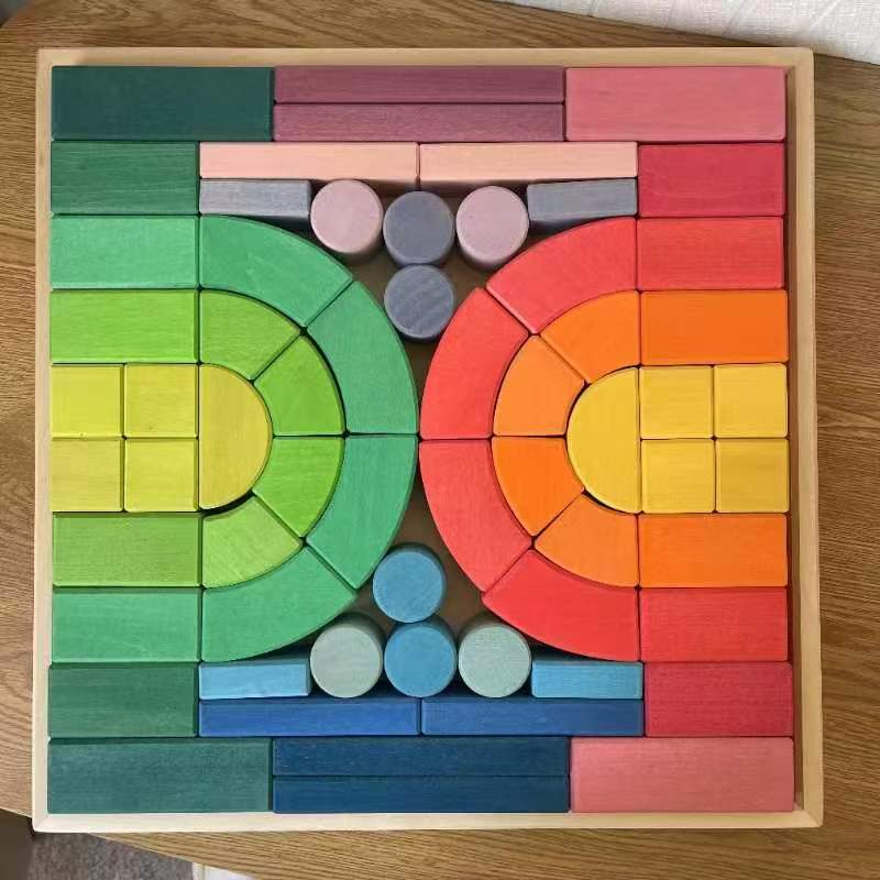 Wooden Architecture Block Set - 62 pcs