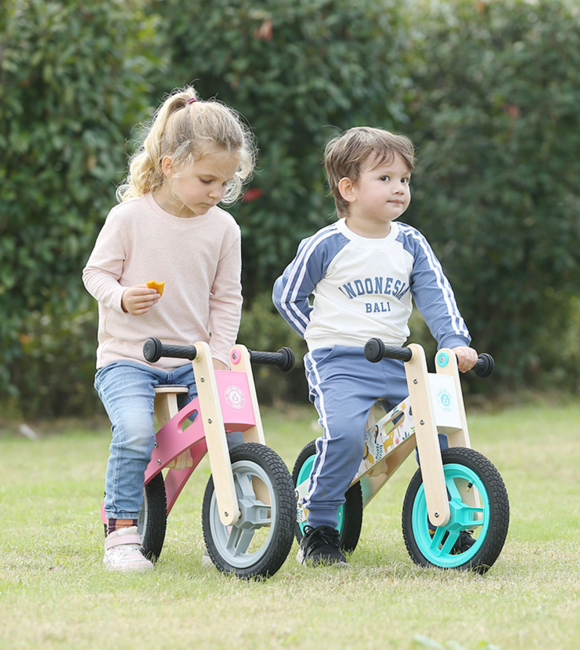 UDEAS Multifunctional Wooden Balance Bike EVA Tire - Red