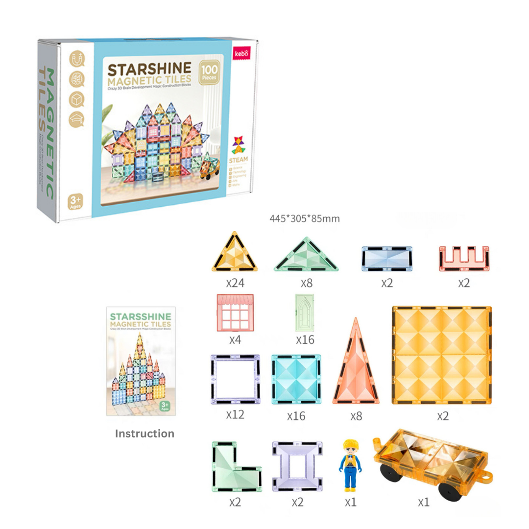 100-Piece Magnetic Construction Set Extra Strong and Safe Magnets