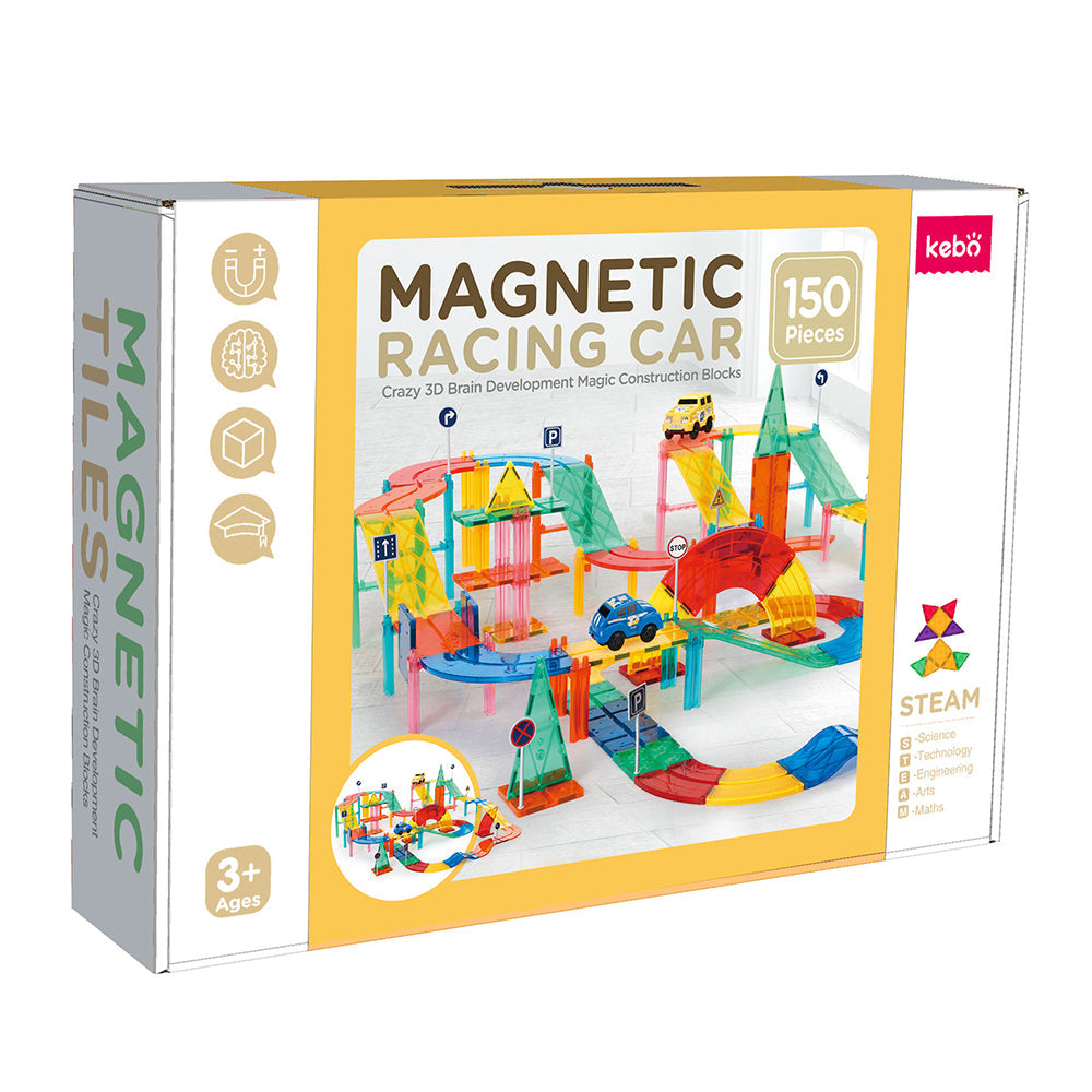 Magnetic Car Racers 150 Pcs Magnetic Tiles Racing Car Set – Tahi Toy
