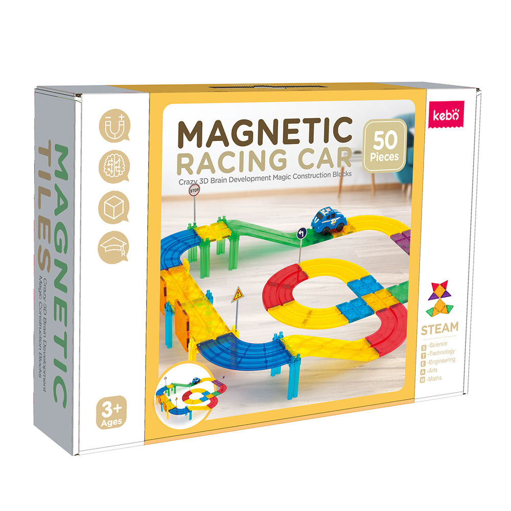 Magnetic Car Racers Kebo Magnetic Racing Track Tile Set - 50 Pcs – Tahi Toy