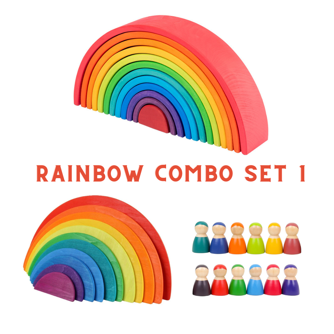 Super deal combo 1 - Wooden Rainbow stacker set