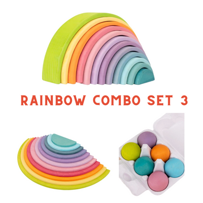 Super Deal Combo 3 - Wooden Rainbow Stacker Set Macaron Color
