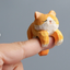 Hand Carved Orange Pussy Cat - 4cm