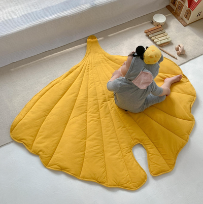 Ginkgo Leaf Quilted Playmat Tummy Time Rug - 127cm*115cm