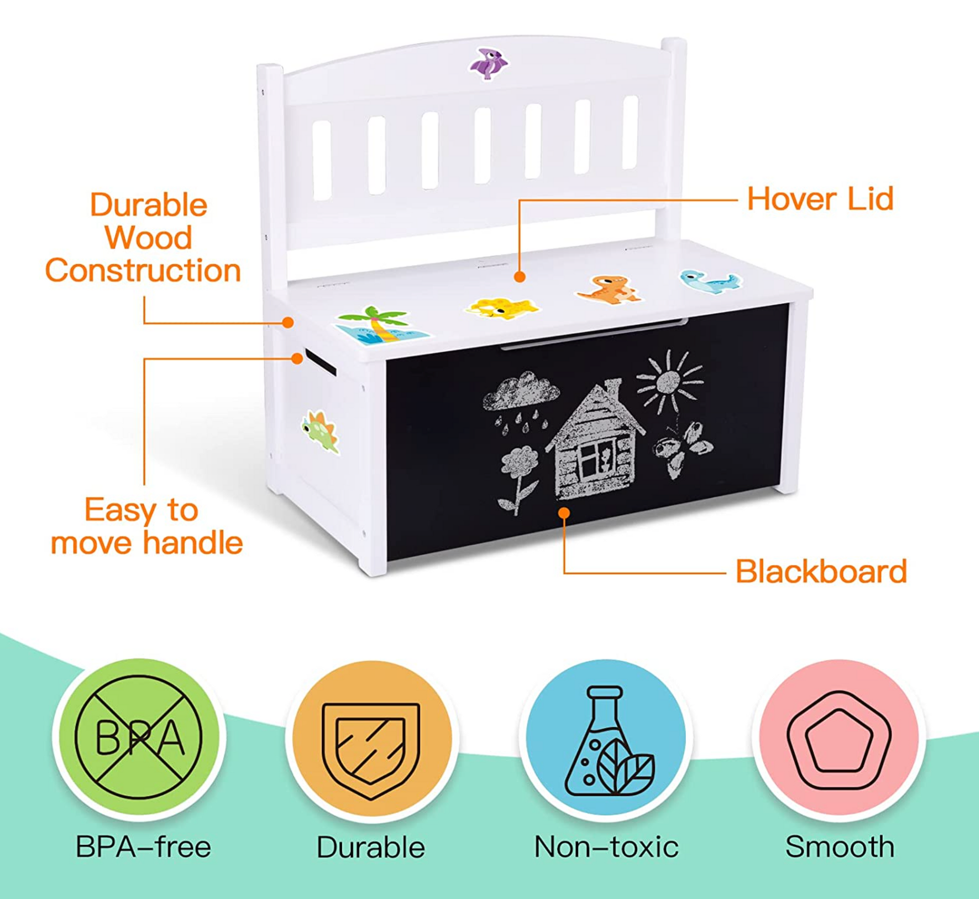 Tooky Toy Toy Chest with Safety Hinged Lid Toy Storage NZ Tahi Toy