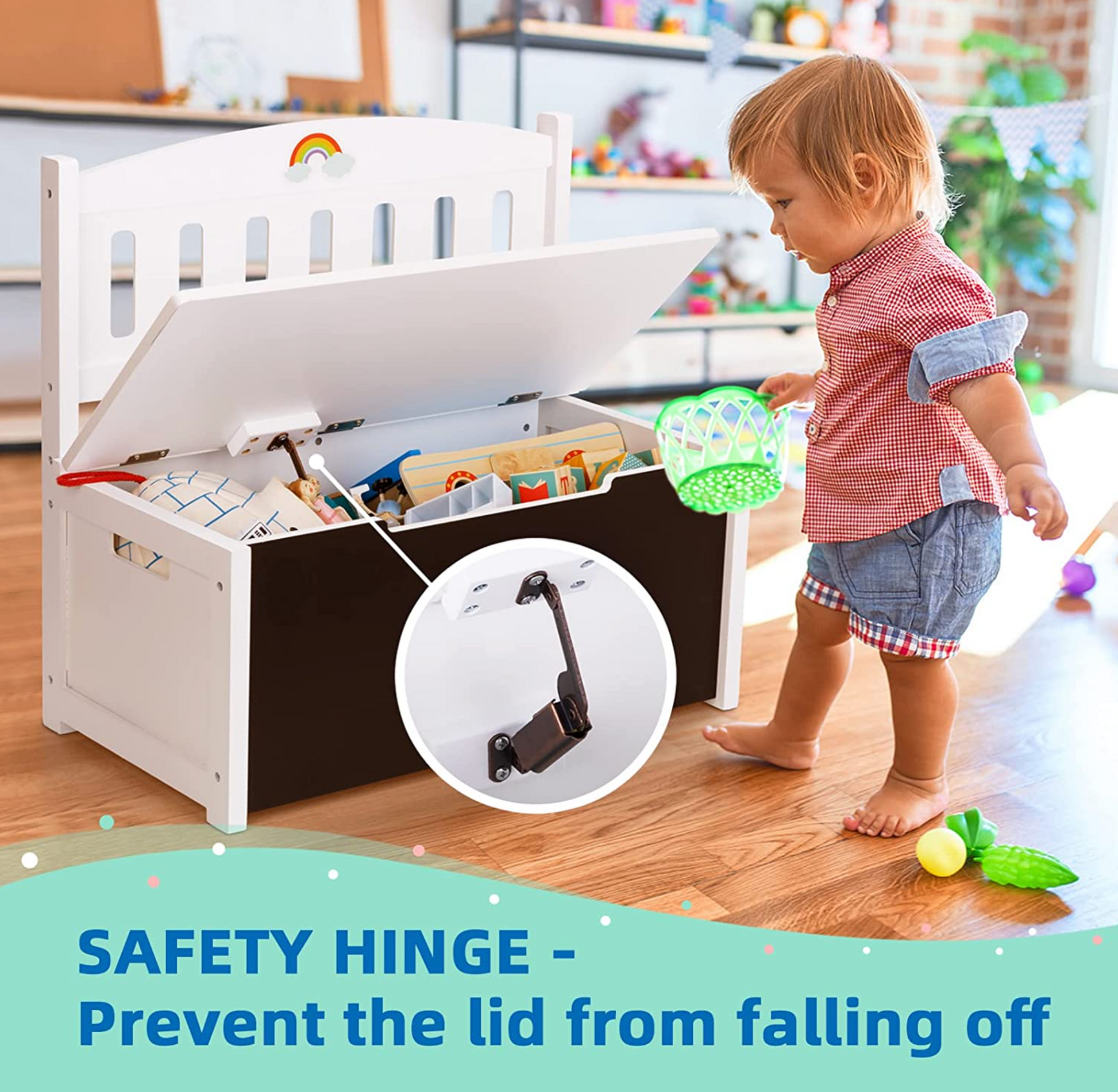 Toy box with safety hinge hotsell