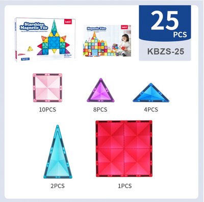 25 Pcs Magnetic Tiles - Kebo StarShine Educational STEM Toys