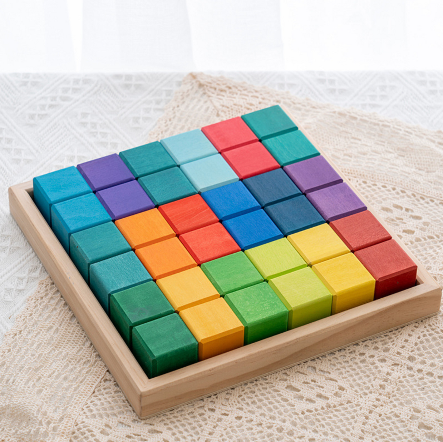Prism Play Rainbow Wooden Building Blocks Cubic Mosaic 36 pcs