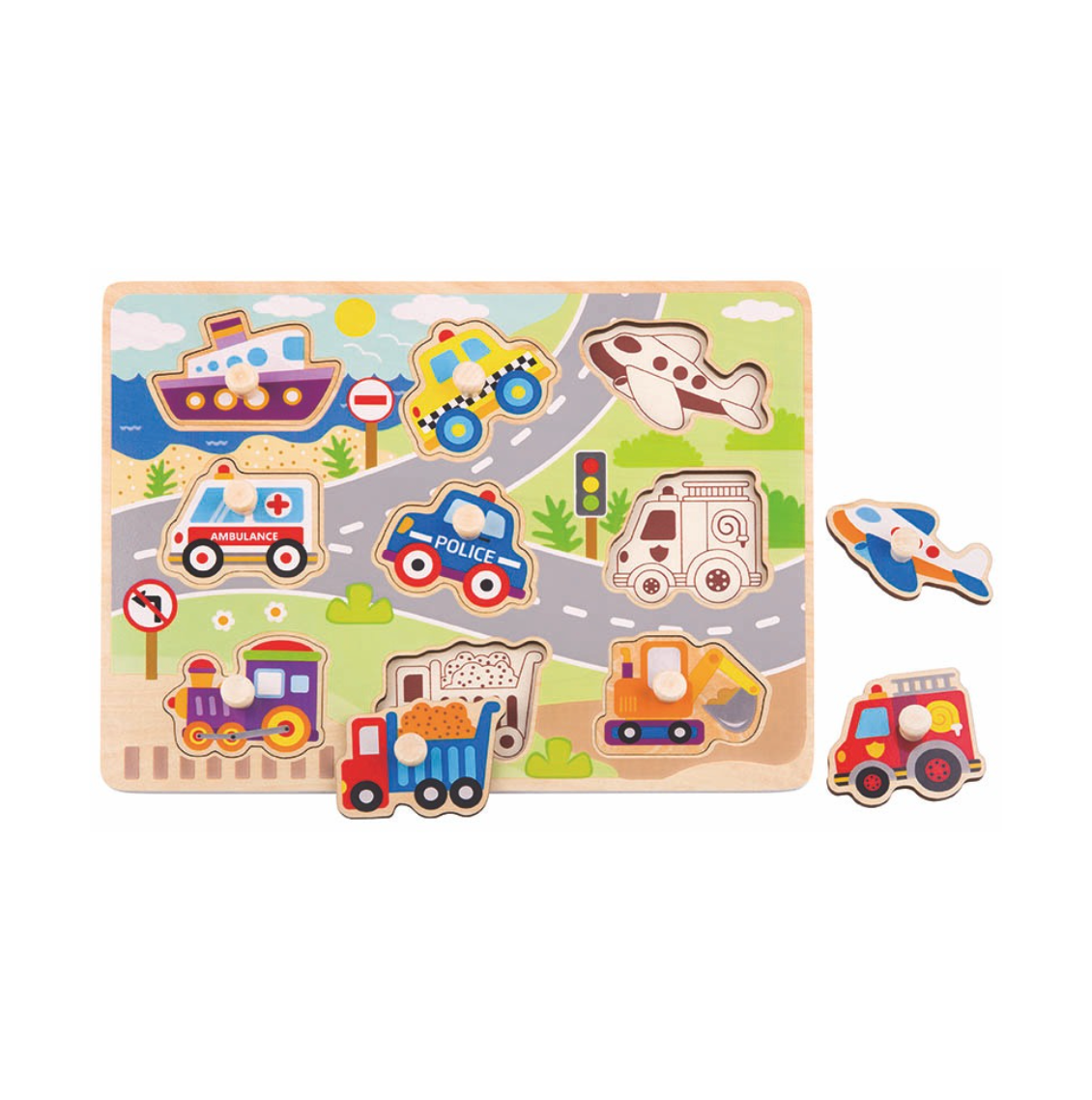 Wooden Vehicle Peg Puzzle