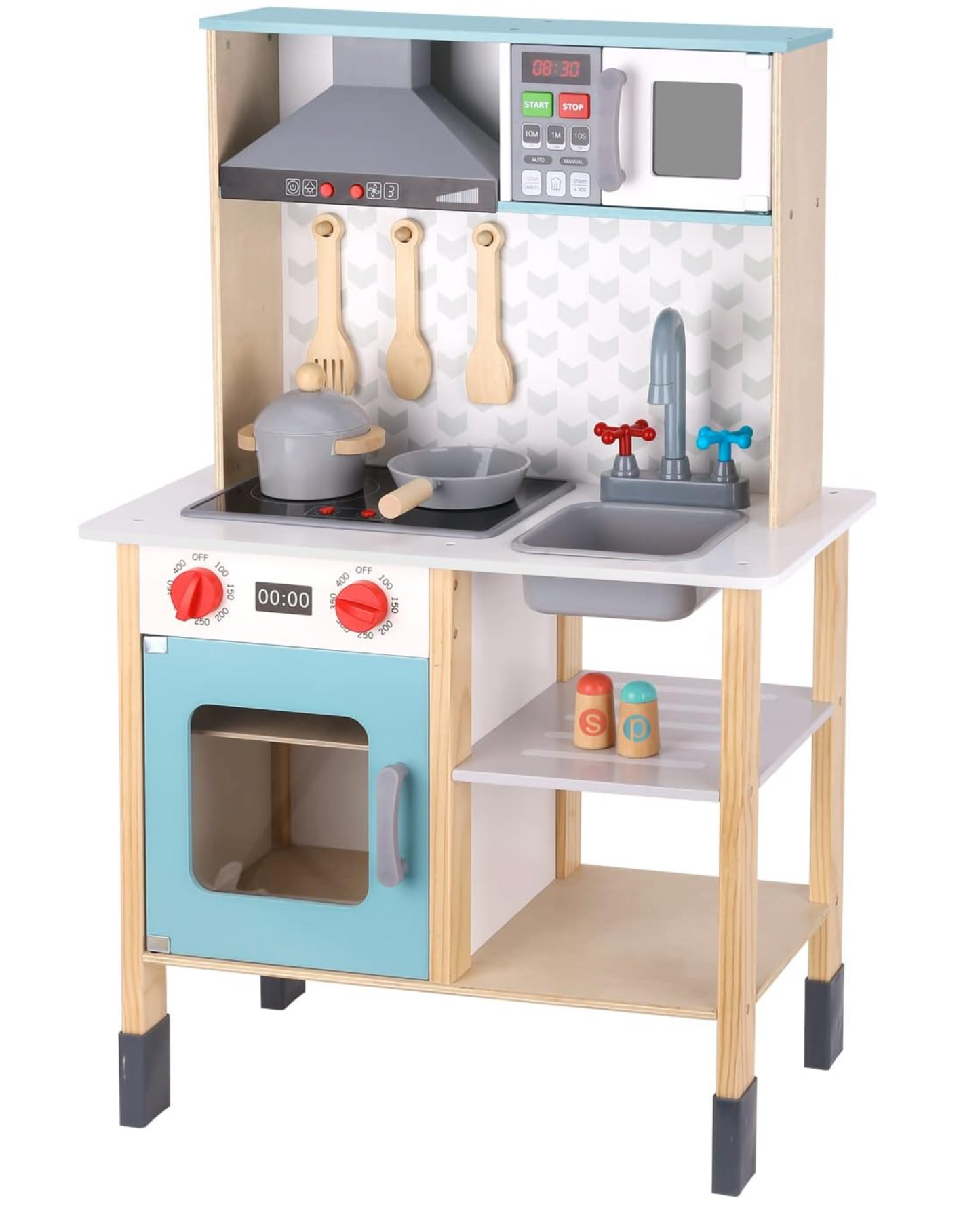 Tooky Toy Wooden Kitchen Toddler Kitchen Playset