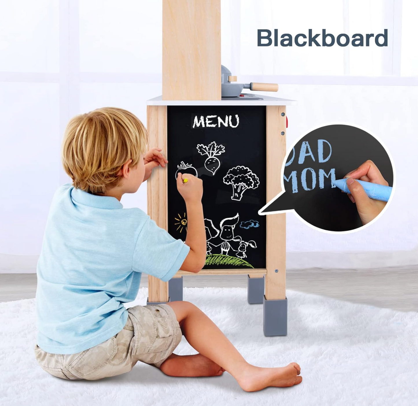 Tooky Toy Wooden Kitchen Toddler Kitchen Playset