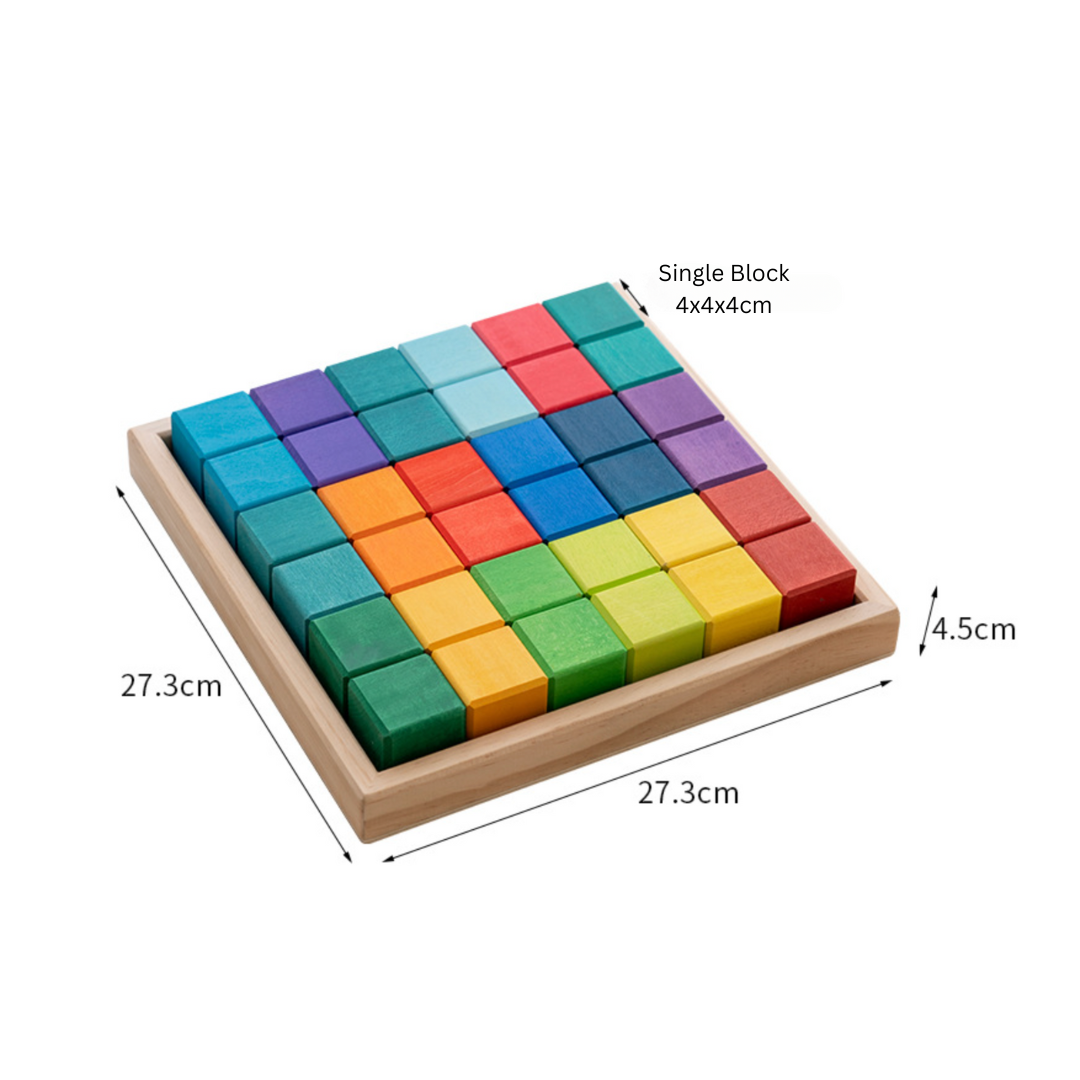 Prism Play Rainbow Wooden Building Blocks Cubic Mosaic 36 pcs