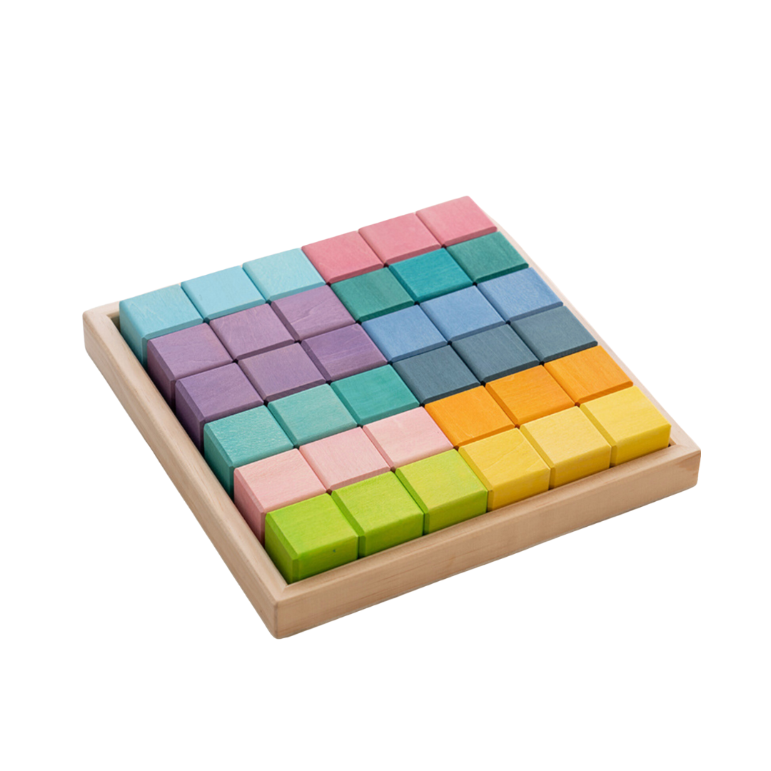 Prism Play Wooden Building blocks 36 pcs Cubic Macaron
