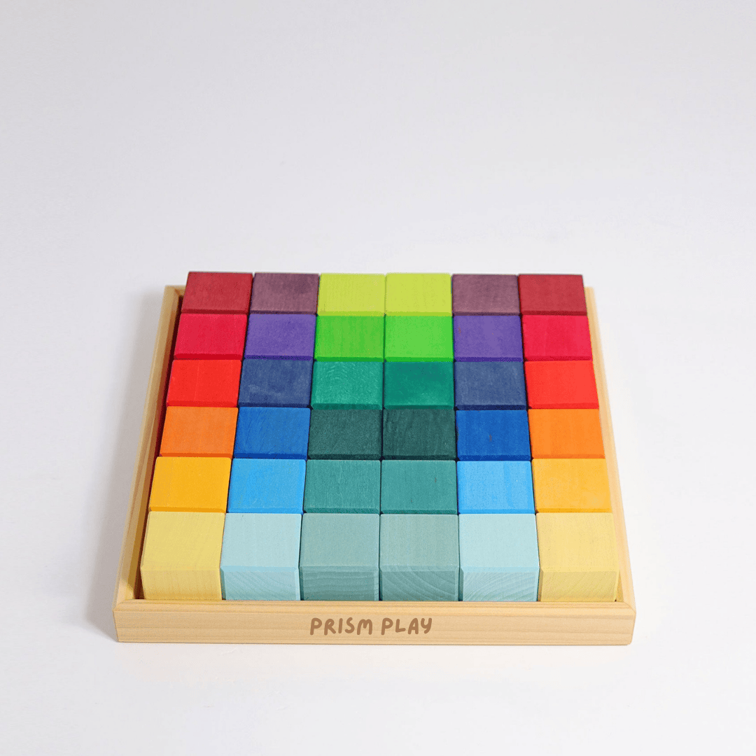 Prism Play Rainbow Wooden Building Blocks Cubic Mosaic 36 pcs