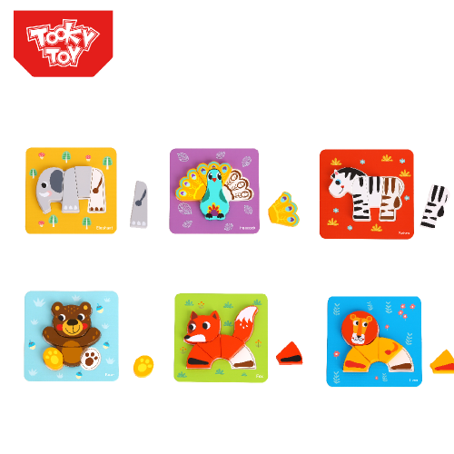 Tooky Toy 6 in 1 Wooden Jigsaw Puzzle - Animal（6 Puzzles Set）