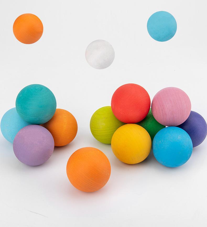 Prism Play Montessori Wooden Rainbow Balls 6 Pcs Set - Pastel