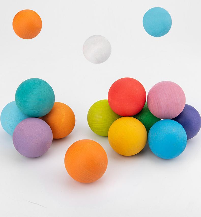 Prism Play Montessori Wooden Rainbow Balls 6 pcs |  Macaron Pastel