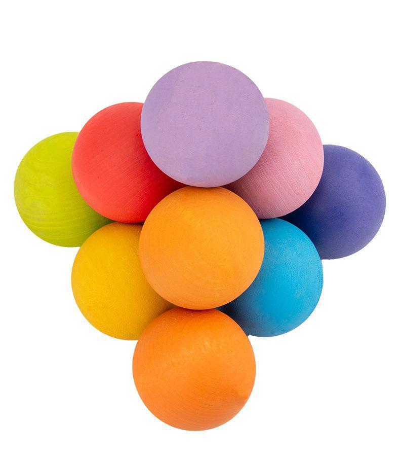 Prism Play Montessori Wooden Rainbow Balls 6 Pcs Set - Pastel