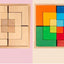 Wooden Rainbow Corner-Square Large Jigsaw Puzzle Block--12 PCS Montessori