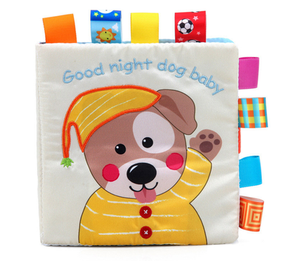 BB SKY Touch & Feel Soft Cloth Book with Crinkle Paper & Squeaker - Good night dog baby