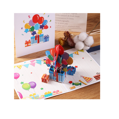 Birthday 3D Pop Card - balloon gift box