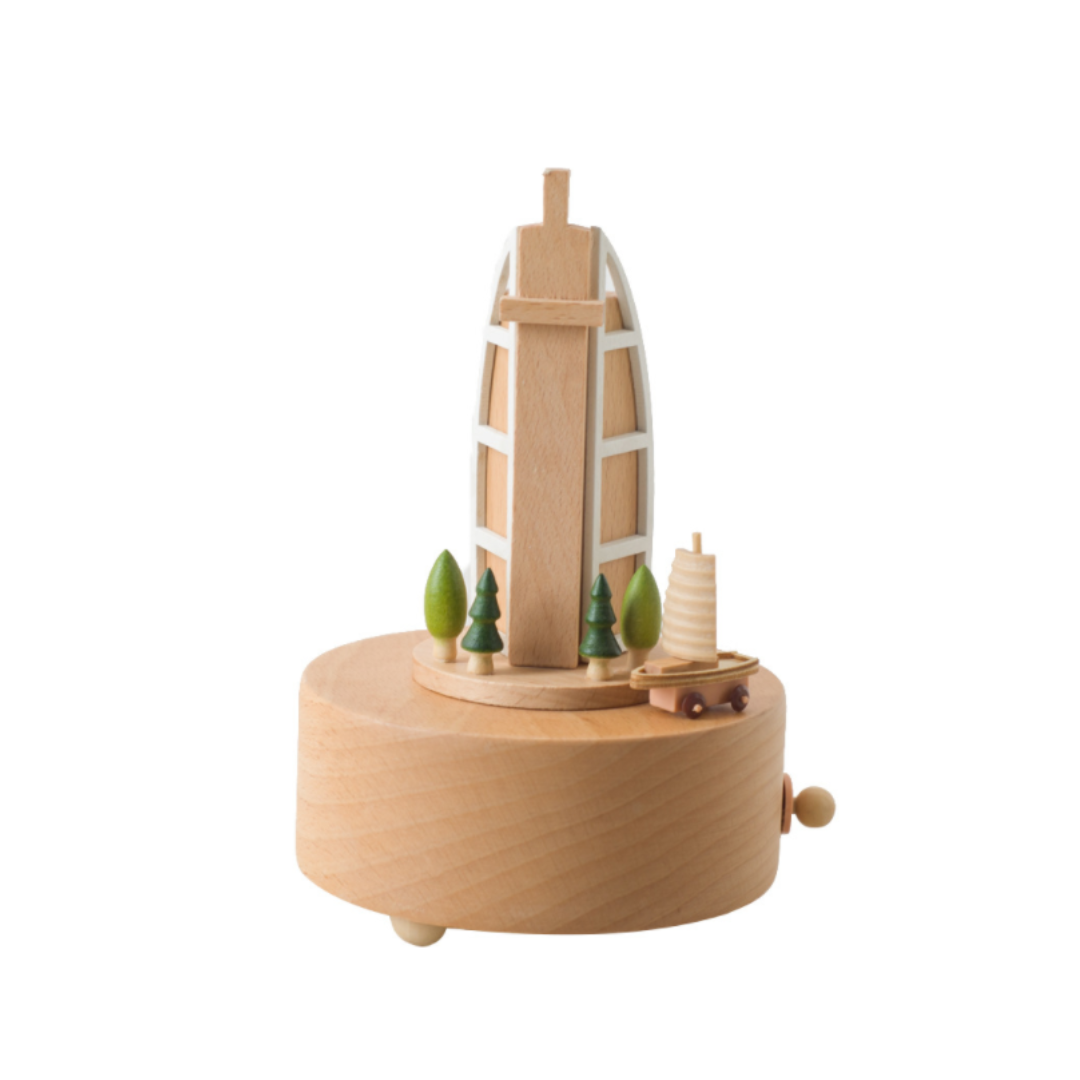 Wooden Music Box-with-sailboat