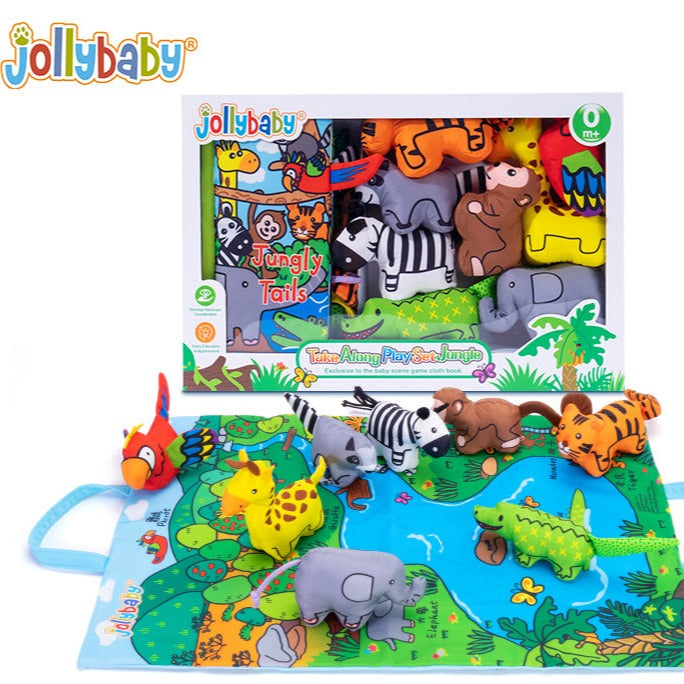 JollyBaby Take-Along Play Mat with Cloth Book - Jungle (Gift box)