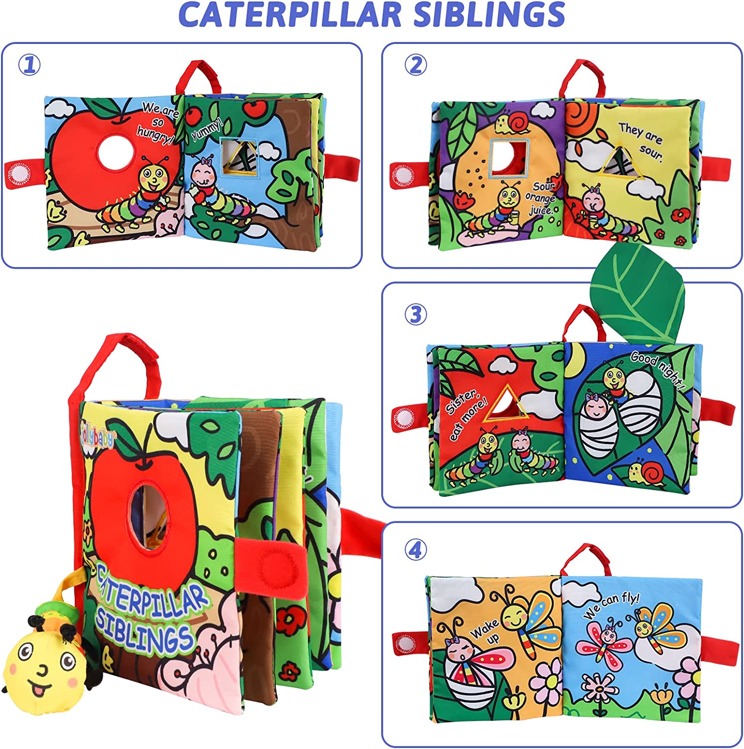 Jollybaby Soft Activity Book with Tethered Toy （3 Pcs Set） Tahi Toy