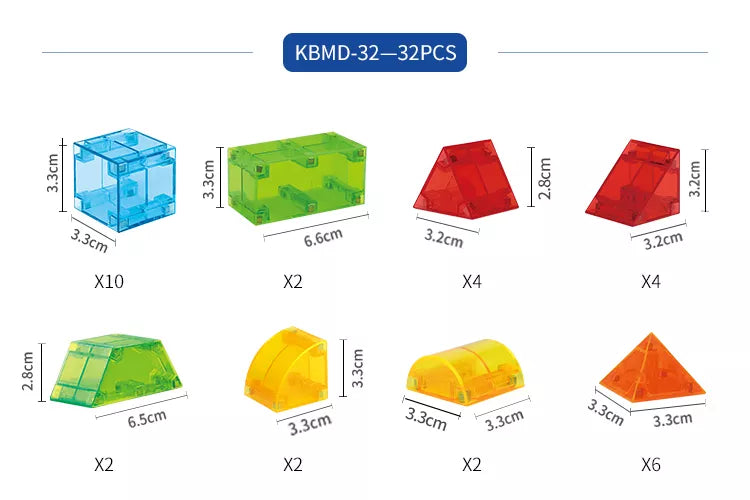 32 Pcs 3D Magnetic Building Blocks Cube Educational STEM Toys