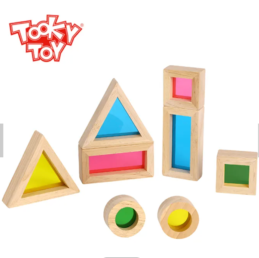 Tooky Toy Wooden Window Sensory Blocks - 8 Pcs
