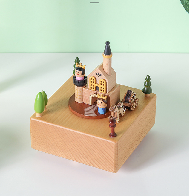 Wooden Music Box--My Princess Castle with Magnetic Moving Coach
