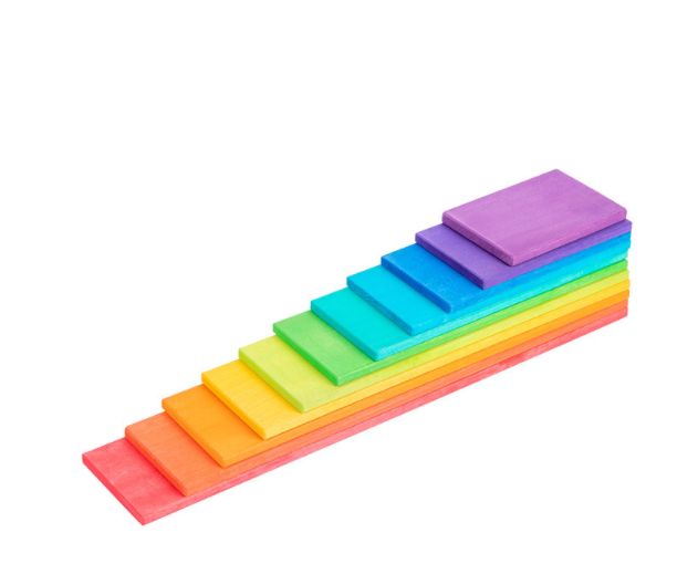 Wooden Rainbow Building Boards / Planks 11pcs