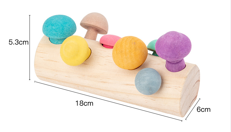 Tahi Toy Wooden Mushroom Sorting Puzzle Toy - Montessori Wooden Learning Toy