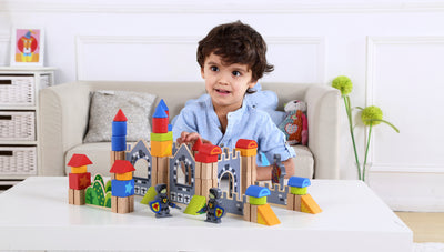 Wooden Knight Castle Blocks - 60 Pieces | Non-Toxic | Tooky Toy