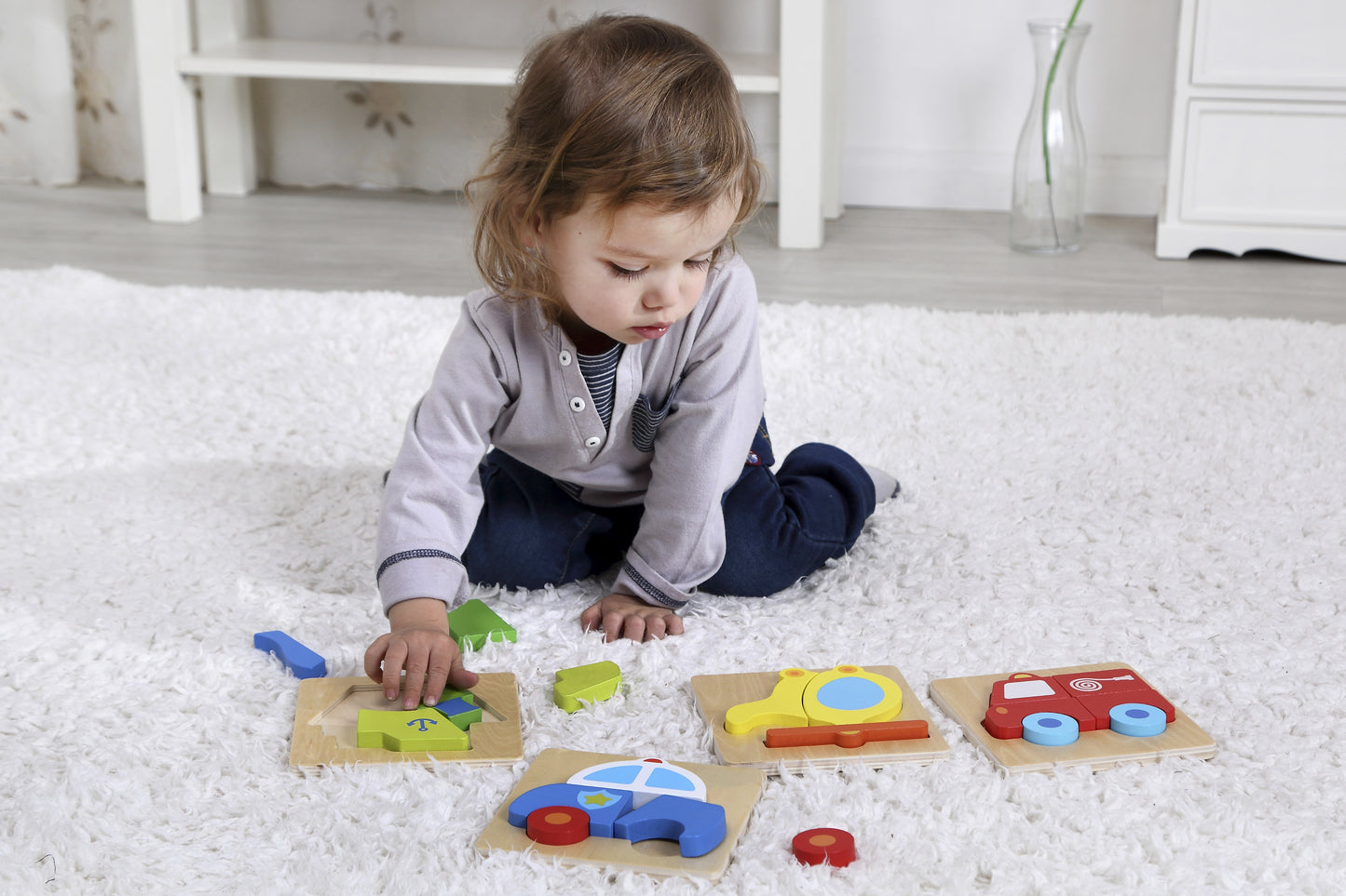 Tooky Toy Wooden Mini Puzzle - Fire Engine