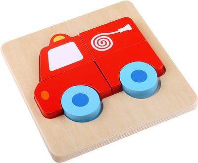 Tooky Toy Wooden Mini Puzzle - Fire Engine