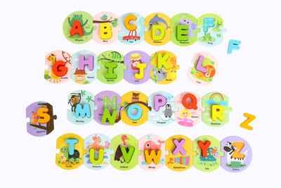 TOOKY TOY Child’s Alphabet AnImals Learning Shapes Peg Board Jigsaw Puzzle